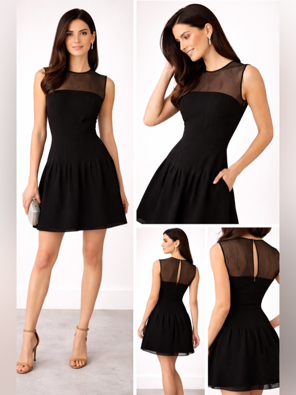 DVF Cocktail Black Dress Size 4 - Picture 1 of 10